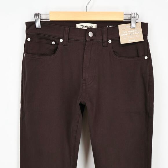 NWT Madewell Men's The Athletic Allday Slim Pant Dark Carob Brown Size 30 X 30 - Picture 5 of 10